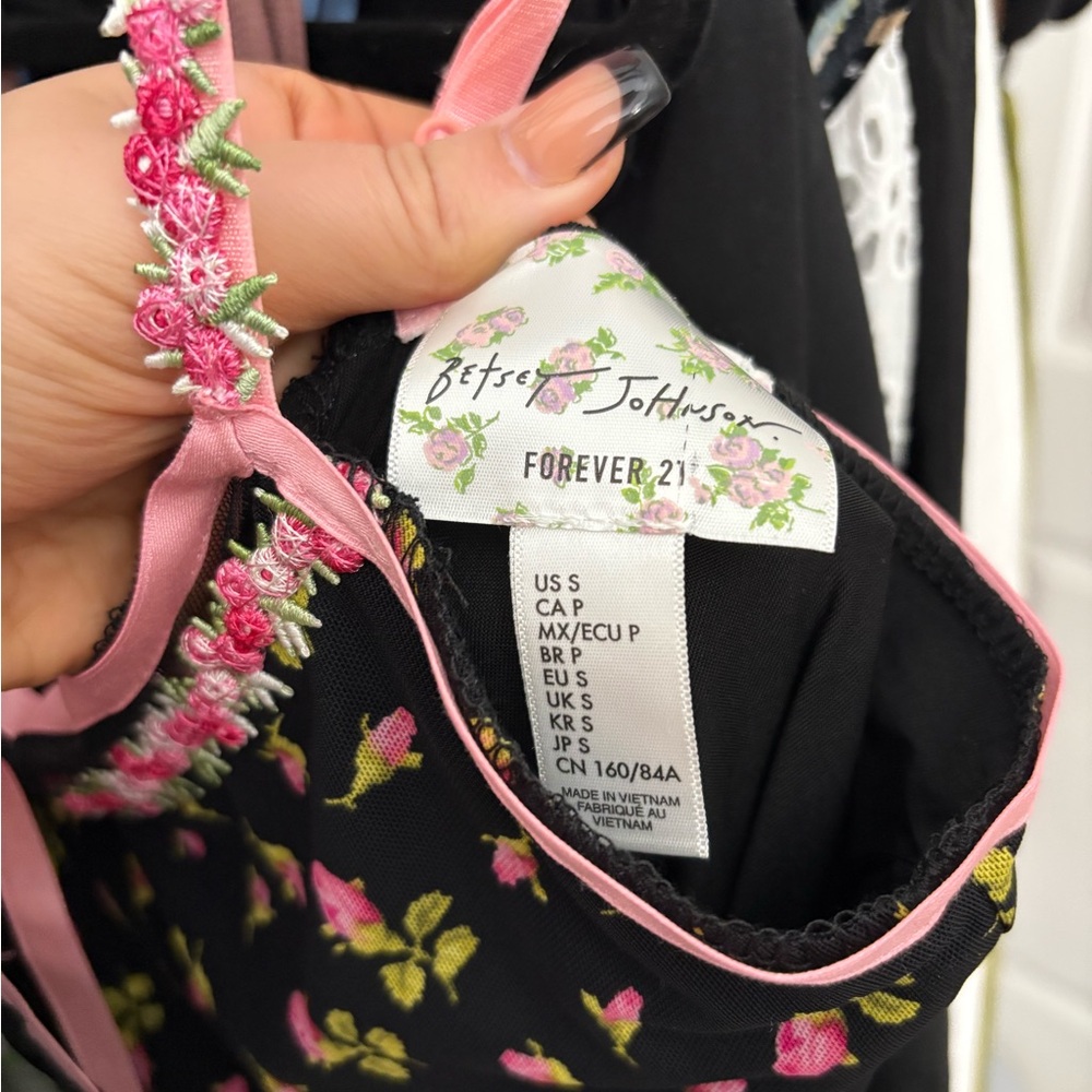 Betsey Johnson x forever 21 Black Floral Midi Slip Dress - Picture 7 of 7